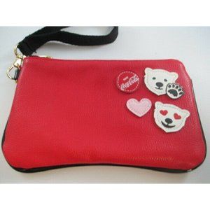 Coca-Cola Make-up Bag Wristlet Wallet Vinyl Polar Bear Emoji Theme Red
